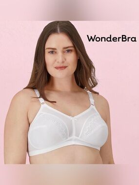 WonderBra, Classic Support Wireless Bra, White, 38D Wirefree Full Coverage